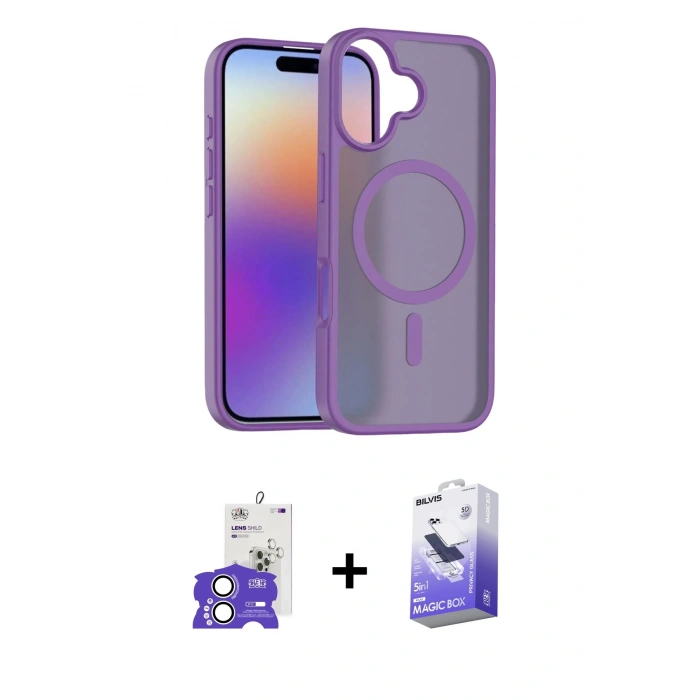 MARSİLYAN™- iPhone 17 Kılıf Siluet Minimal Prime - Siyah Bilvis 5in1 5D Magic Hayalet Cam Ekran Koruyucu + Bilvis Titan Kamera Lens - GS