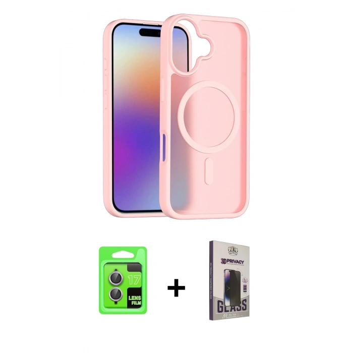 MARSİLYAN™- iPhone 17 Kılıf Siluet Minimal Prime - Siyah Bilvis Hayalet Cam Ekran Koruyucu + Raze Metal Kamera Lens - AKMR