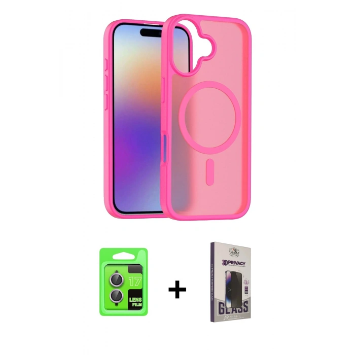 MARSİLYAN™- iPhone 17 Kılıf Siluet Minimal Prime - Siyah Bilvis Hayalet Cam Ekran Koruyucu + Raze Metal Kamera Lens - AKMR
