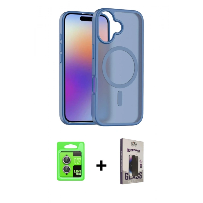 MARSİLYAN™- iPhone 17 Kılıf Siluet Minimal Prime - Siyah Bilvis Hayalet Cam Ekran Koruyucu + Raze Metal Kamera Lens - AKMR