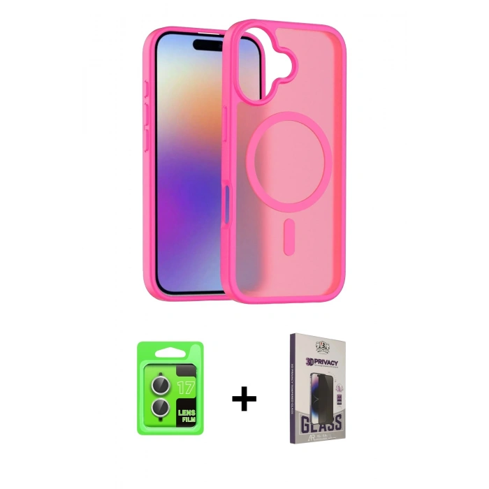 MARSİLYAN™- iPhone 17 Kılıf Siluet Minimal Prime - Siyah Bilvis Hayalet Cam Ekran Koruyucu + Raze Metal Kamera Lens - GS