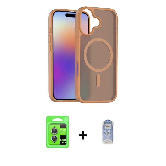 MARSİLYAN™- iPhone 17 Kılıf Siluet Minimal Prime - Siyah Joko Magic 5D Cam + Raze Metal Kamera Lens - AKMI