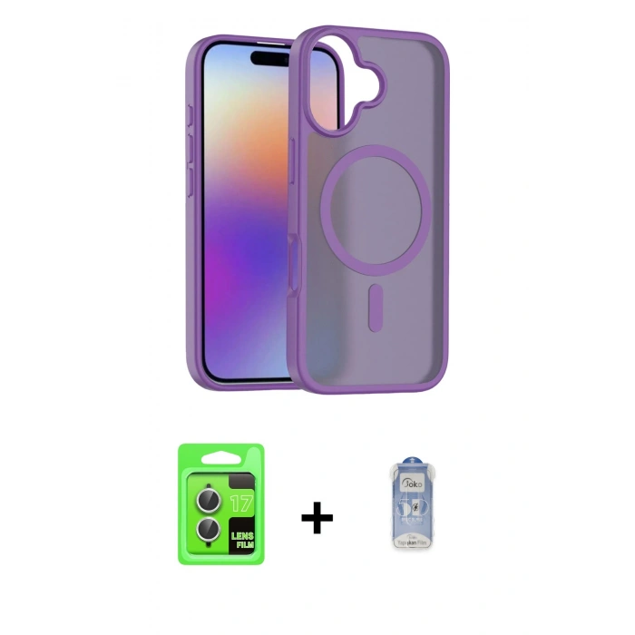 MARSİLYAN™- iPhone 17 Kılıf Siluet Minimal Prime - Siyah Joko Magic 5D Cam + Raze Metal Kamera Lens - GS