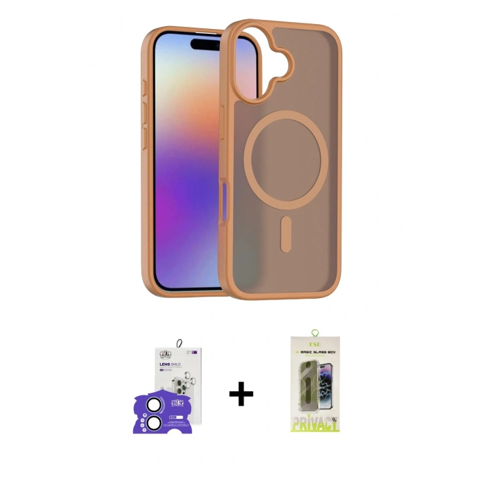 MARSİLYAN™- iPhone 17 Kılıf Siluet Minimal Prime - Siyah Joko Magic 5D Hayalet Cam + Bilvis Titan Kamera Lens - AKMI