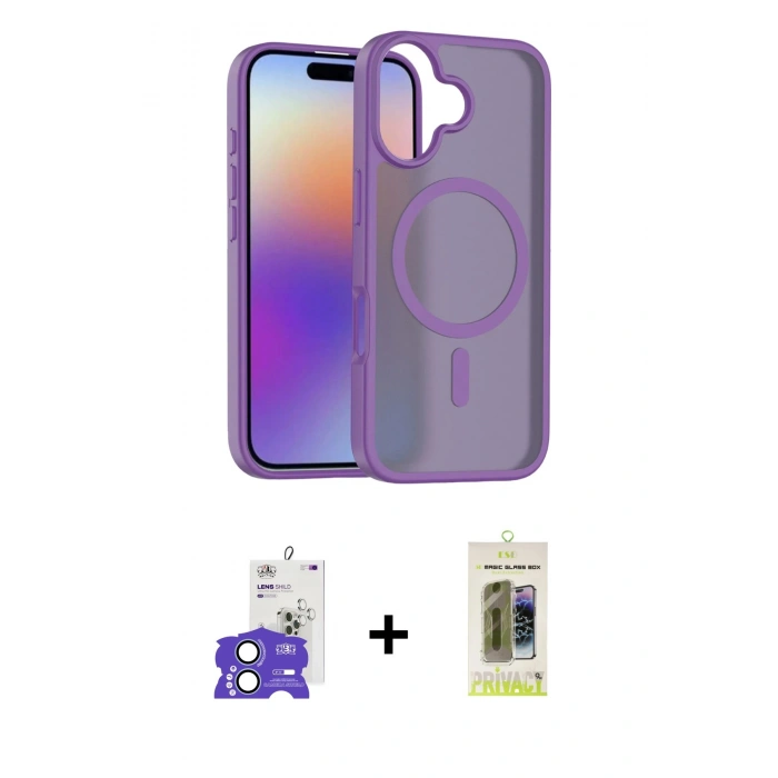 MARSİLYAN™- iPhone 17 Kılıf Siluet Minimal Prime - Siyah Joko Magic 5D Hayalet Cam + Bilvis Titan Kamera Lens - AKMI