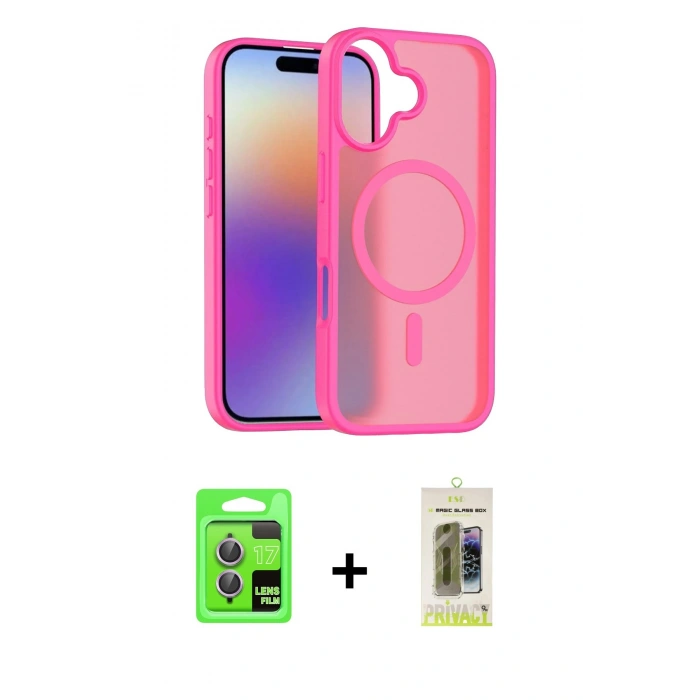MARSİLYAN™- iPhone 17 Kılıf Siluet Minimal Prime - Siyah Joko Magic 5D Hayalet Cam + Raze Metal Kamera Lens - AKMR
