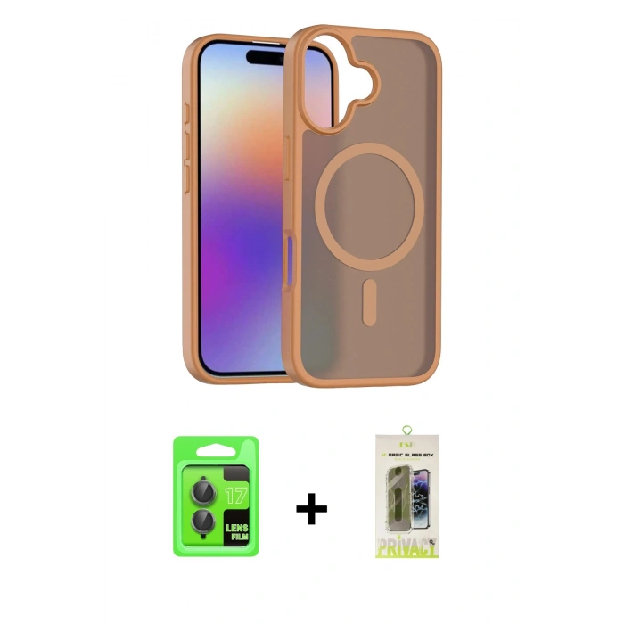 MARSİLYAN™- iPhone 17 Kılıf Siluet Minimal Prime - Siyah Joko Magic 5D Hayalet Cam + Raze Metal Kamera Lens - GI