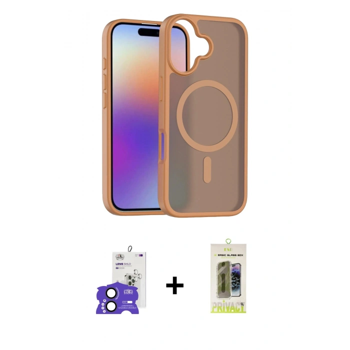 MARSİLYAN™- iPhone 17 Kılıf Siluet Minimal Prime - Siyah Joko Magic 5D Hayalet Cam + Bilvis Titan Kamera Lens - SH
