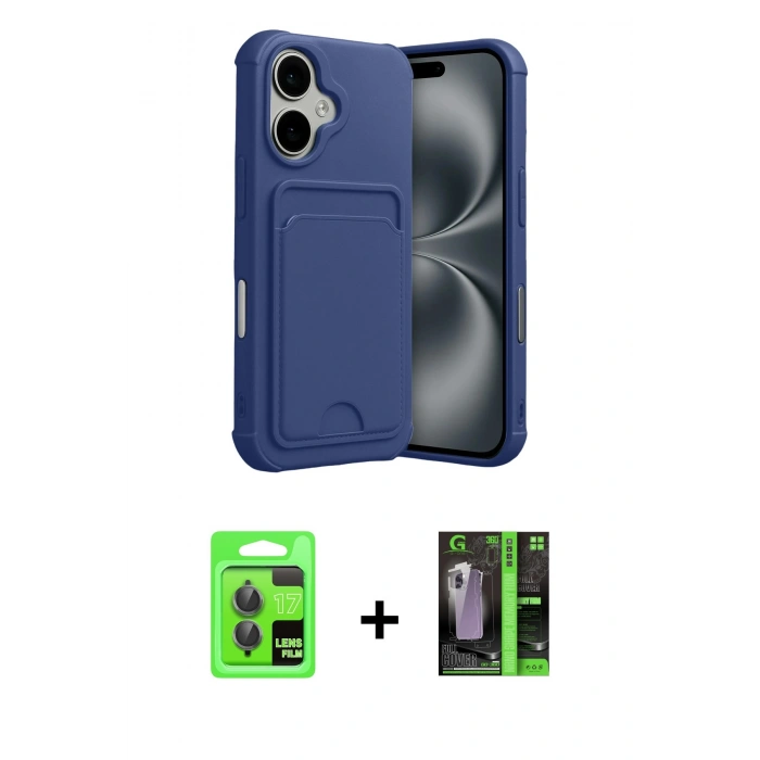 MARSİLYAN™- iPhone 17 Kılıf Vadi Çizgi Prime - Şeffaf 360 Full Body Arka Koruyucu + Raze Metal Kamera Lens - GI
