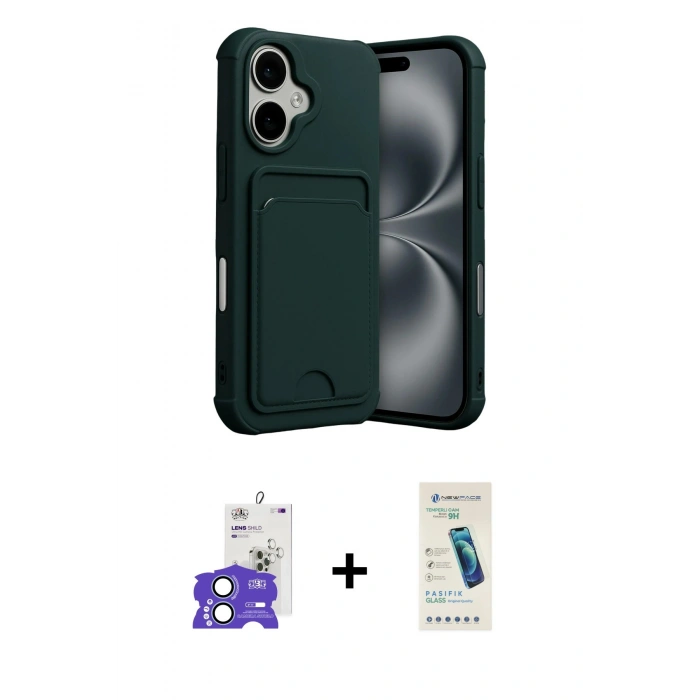 MARSİLYAN™- iPhone 17 Kılıf Vadi Çizgi Prime - Şeffaf Pasifik Cam Ekran Koruyucu + Bilvis Titan Kamera Lens - AKMI