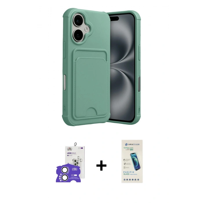 MARSİLYAN™- iPhone 17 Kılıf Vadi Çizgi Prime - Şeffaf Pasifik Cam Ekran Koruyucu + Bilvis Titan Kamera Lens - GS