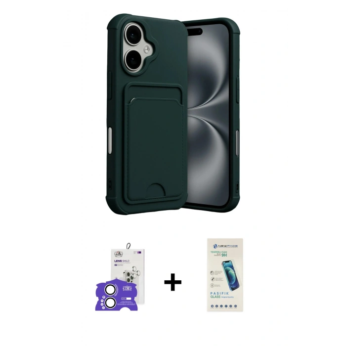MARSİLYAN™- iPhone 17 Kılıf Vadi Çizgi Prime - Şeffaf Pasifik Cam Ekran Koruyucu + Bilvis Titan Kamera Lens - GS