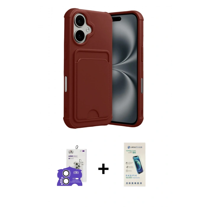 MARSİLYAN™- iPhone 17 Kılıf Vadi Çizgi Prime - Şeffaf Pasifik Cam Ekran Koruyucu + Bilvis Titan Kamera Lens - GS