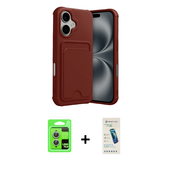 MARSİLYAN™- iPhone 17 Kılıf Vadi Çizgi Prime - Şeffaf Pasifik Cam Ekran Koruyucu + Raze Metal Kamera Lens - GS