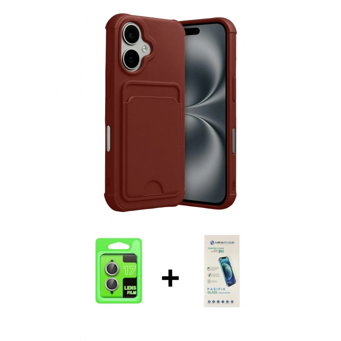MARSİLYAN™- iPhone 17 Kılıf Vadi Çizgi Prime - Şeffaf Pasifik Cam Ekran Koruyucu + Raze Metal Kamera Lens - AKMR