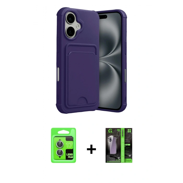 MARSİLYAN™- iPhone 17 Kılıf Vadi Çizgi Prime - Siyah 360 Mat Full Body Arka Koruyucu + Raze Metal Kamera Lens - AKMI