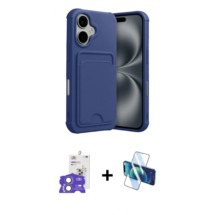 MARSİLYAN™- iPhone 17 Kılıf Vadi Çizgi Prime - Siyah 3D Antistatik Cam Ekran Koruyucu + Bilvis Titan Kamera Lens - LA
