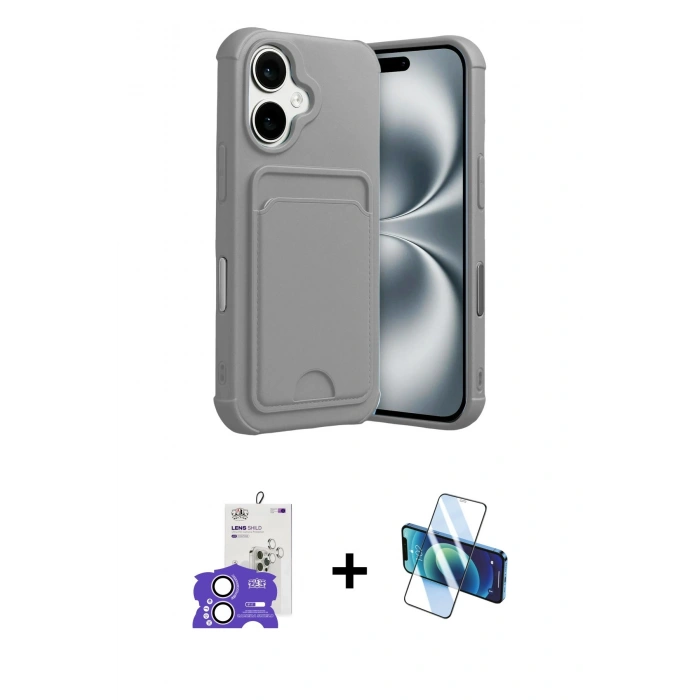 MARSİLYAN™- iPhone 17 Kılıf Vadi Çizgi Prime - Siyah 3D Antistatik Cam Ekran Koruyucu + Bilvis Titan Kamera Lens - LA