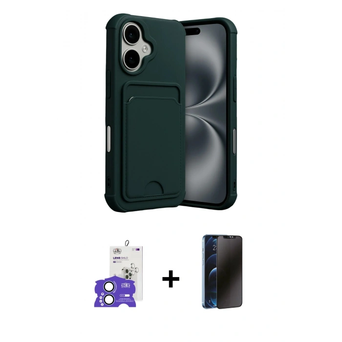 MARSİLYAN™- iPhone 17 Kılıf Vadi Çizgi Prime - Siyah 3D Antistatik Hayalet Cam Ekran Koruyucu + Bilvis Titan Kamera Lens - AKMI