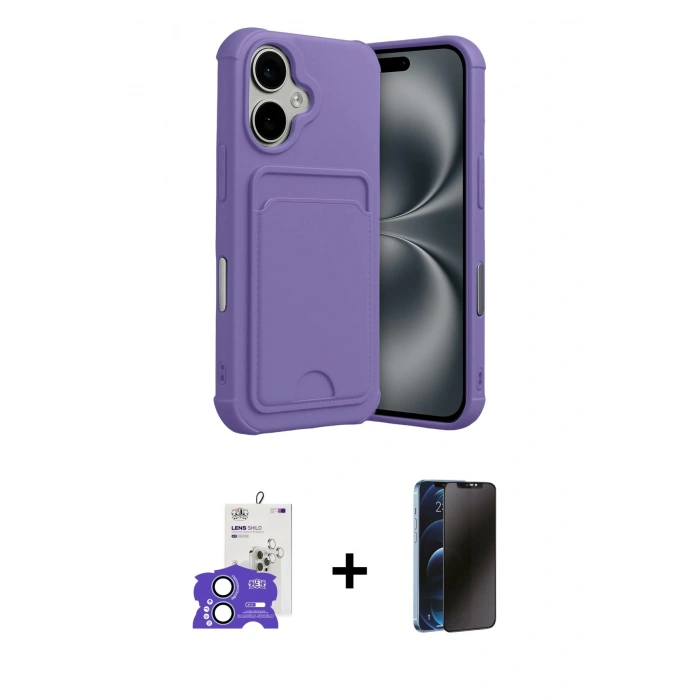MARSİLYAN™- iPhone 17 Kılıf Vadi Çizgi Prime - Siyah 3D Antistatik Hayalet Cam Ekran Koruyucu + Bilvis Titan Kamera Lens - AKMI