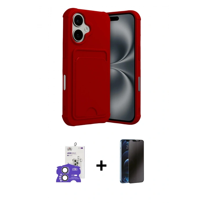 MARSİLYAN™- iPhone 17 Kılıf Vadi Çizgi Prime - Siyah 3D Antistatik Hayalet Cam Ekran Koruyucu + Bilvis Titan Kamera Lens - AKYL