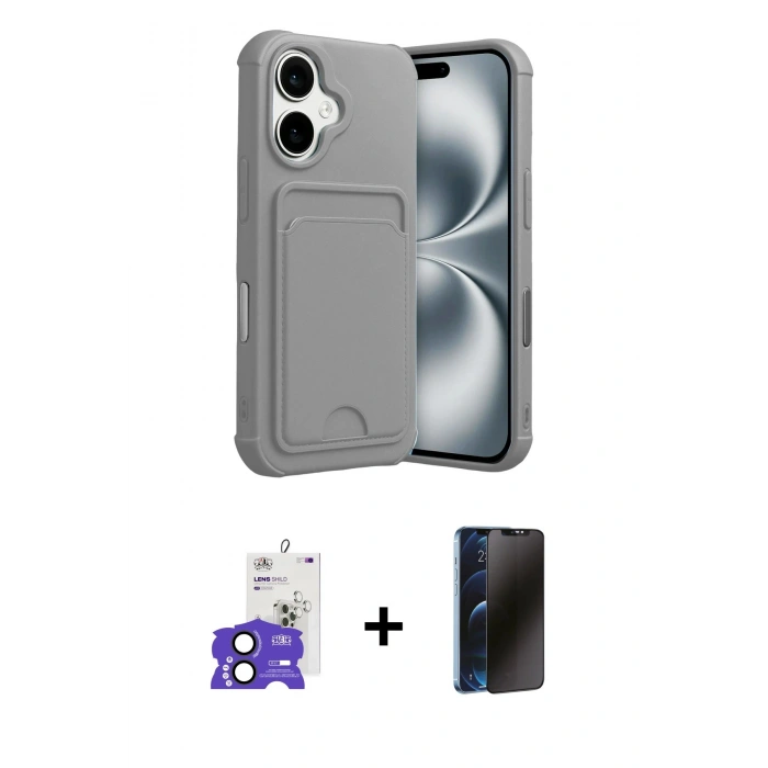 MARSİLYAN™- iPhone 17 Kılıf Vadi Çizgi Prime - Siyah 3D Antistatik Hayalet Cam Ekran Koruyucu + Bilvis Titan Kamera Lens - SH