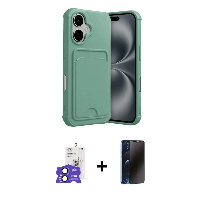 MARSİLYAN™- iPhone 17 Kılıf Vadi Çizgi Prime - Siyah 3D Antistatik Hayalet Cam Ekran Koruyucu + Bilvis Titan Kamera Lens - SH