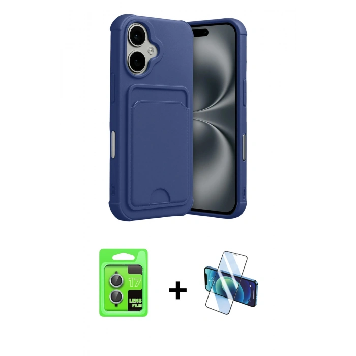 MARSİLYAN™- iPhone 17 Kılıf Vadi Çizgi Prime - Siyah 3D Antistatik Seramik Nano Ekran Koruyucu + Raze Metal Kamera Lens - AKMI
