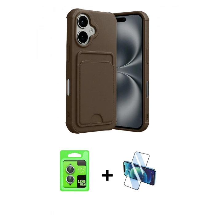 MARSİLYAN™- iPhone 17 Kılıf Vadi Çizgi Prime - Siyah 3D Antistatik Seramik Nano Ekran Koruyucu + Raze Metal Kamera Lens - AKMI