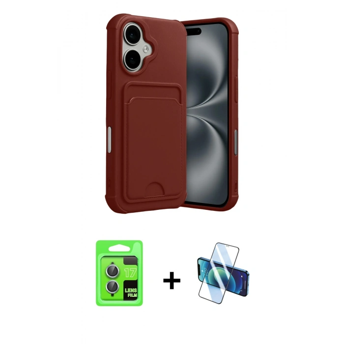 MARSİLYAN™- iPhone 17 Kılıf Vadi Çizgi Prime - Siyah 3D Antistatik Seramik Nano Ekran Koruyucu + Raze Metal Kamera Lens - AKMI