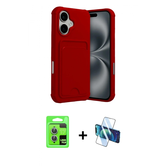 MARSİLYAN™- iPhone 17 Kılıf Vadi Çizgi Prime - Siyah 3D Antistatik Seramik Nano Ekran Koruyucu + Raze Metal Kamera Lens - AKMI