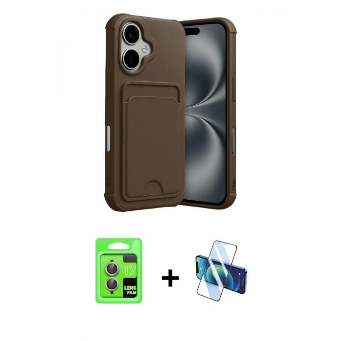 MARSİLYAN™- iPhone 17 Kılıf Vadi Çizgi Prime - Siyah 3D Antistatik Seramik Nano Ekran Koruyucu + Raze Metal Kamera Lens - AKMR
