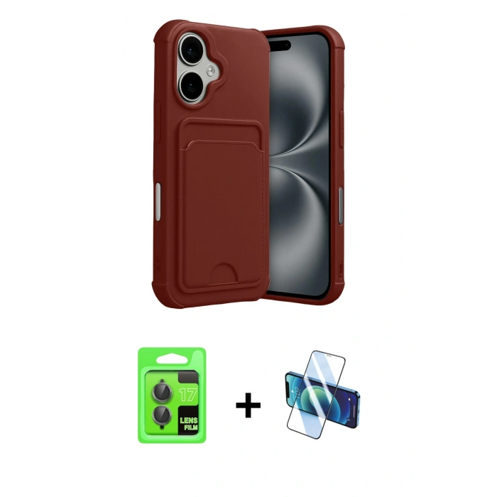 MARSİLYAN™- iPhone 17 Kılıf Vadi Çizgi Prime - Siyah 3D Antistatik Seramik Nano Ekran Koruyucu + Raze Metal Kamera Lens - GI