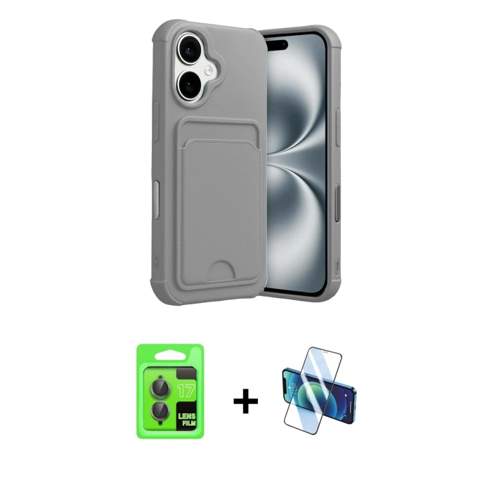 MARSİLYAN™- iPhone 17 Kılıf Vadi Çizgi Prime - Siyah 3D Antistatik Seramik Nano Ekran Koruyucu + Raze Metal Kamera Lens - GI