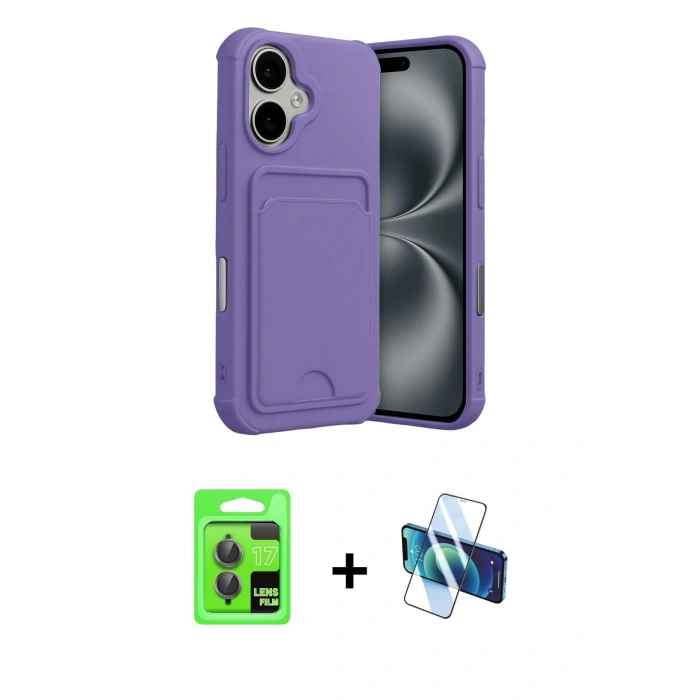 MARSİLYAN™- iPhone 17 Kılıf Vadi Çizgi Prime - Siyah 3D Antistatik Seramik Nano Ekran Koruyucu + Raze Metal Kamera Lens - GI