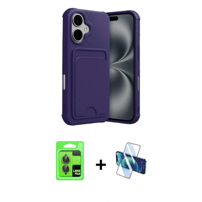 MARSİLYAN™- iPhone 17 Kılıf Vadi Çizgi Prime - Siyah 3D Antistatik Seramik Nano Ekran Koruyucu + Raze Metal Kamera Lens - GI