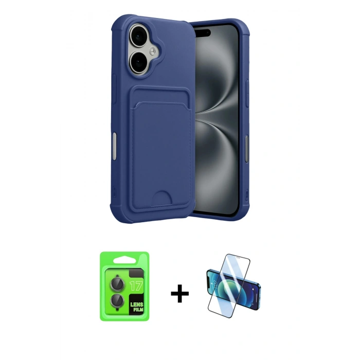 MARSİLYAN™- iPhone 17 Kılıf Vadi Çizgi Prime - Siyah 3D Antistatik Seramik Nano Ekran Koruyucu + Raze Metal Kamera Lens - GI