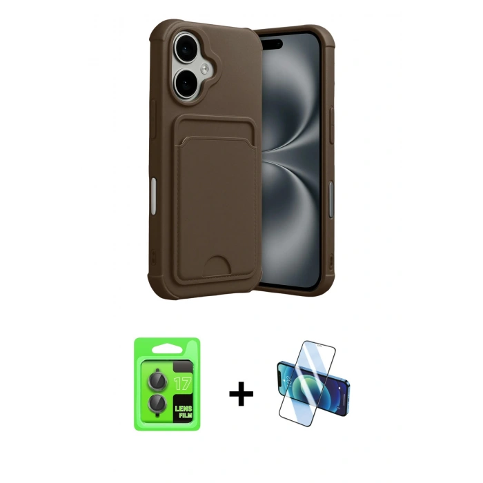 MARSİLYAN™- iPhone 17 Kılıf Vadi Çizgi Prime - Siyah 3D Antistatik Seramik Nano Ekran Koruyucu + Raze Metal Kamera Lens - GI