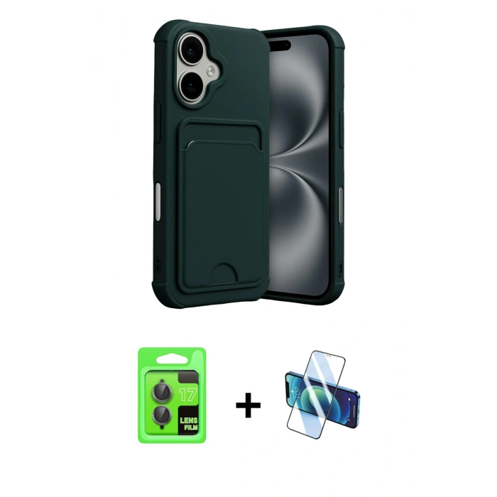 MARSİLYAN™- iPhone 17 Kılıf Vadi Çizgi Prime - Siyah 3D Antistatik Seramik Nano Ekran Koruyucu + Raze Metal Kamera Lens - GI