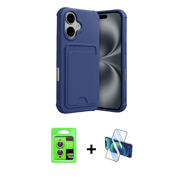MARSİLYAN™- iPhone 17 Kılıf Vadi Çizgi Prime - Siyah 3D Antistatik Seramik Nano Ekran Koruyucu + Raze Metal Kamera Lens - GS
