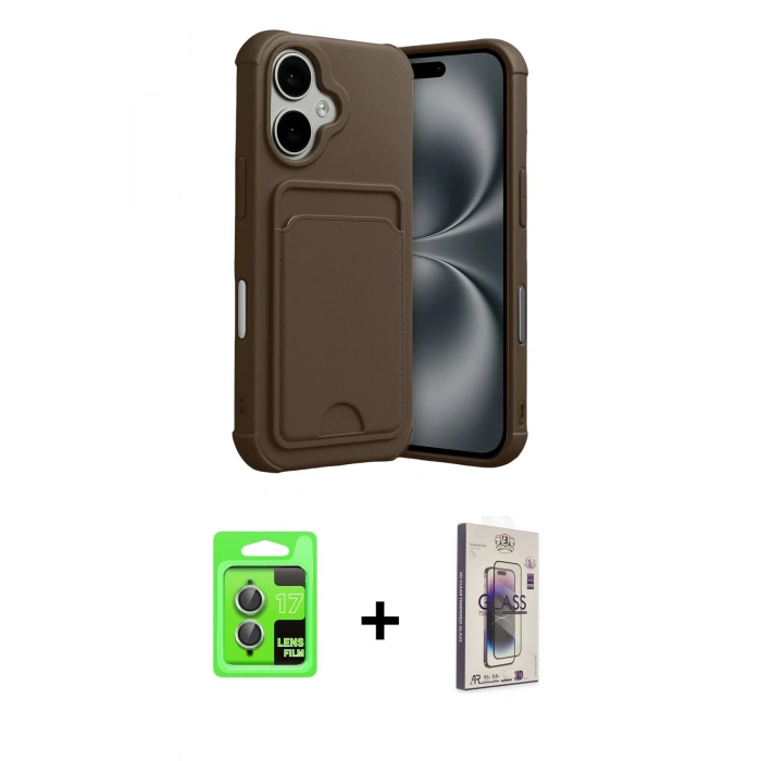 MARSİLYAN™- iPhone 17 Kılıf Vadi Çizgi Prime - Siyah Bilvis 3D Cam Ekran Koruyucu + Raze Metal Kamera Lens - AKYL