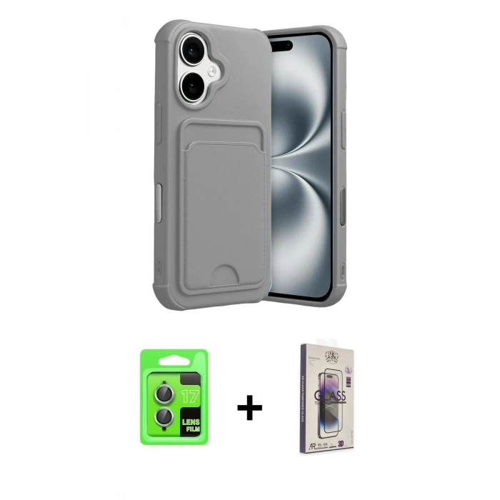 MARSİLYAN™- iPhone 17 Kılıf Vadi Çizgi Prime - Siyah Bilvis 3D Cam Ekran Koruyucu + Raze Metal Kamera Lens - AKYL