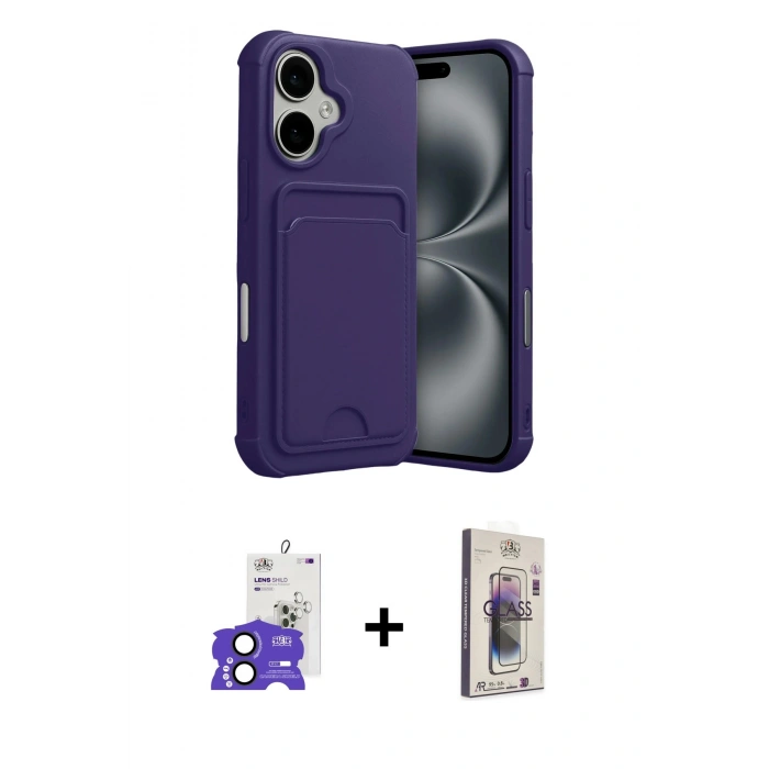 MARSİLYAN™- iPhone 17 Kılıf Vadi Çizgi Prime - Siyah Bilvis 3D Cam Ekran Koruyucu + Bilvis Titan Kamera Lens - SH