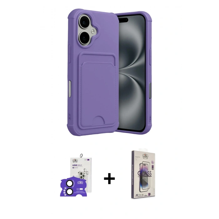 MARSİLYAN™- iPhone 17 Kılıf Vadi Çizgi Prime - Siyah Bilvis 3D Cam Ekran Koruyucu + Bilvis Titan Kamera Lens - SH