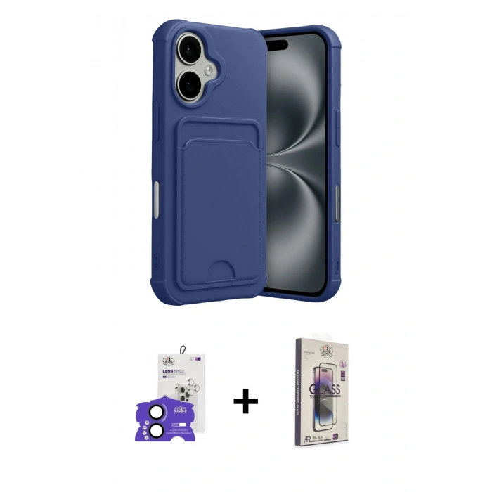 MARSİLYAN™- iPhone 17 Kılıf Vadi Çizgi Prime - Siyah Bilvis 3D Cam Ekran Koruyucu + Bilvis Titan Kamera Lens - SH