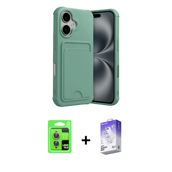 MARSİLYAN™- iPhone 17 Kılıf Vadi Çizgi Prime - Siyah Bilvis 5in1 3D Magic Cam Ekran Koruyucu + Raze Metal Kamera Lens - AKMI