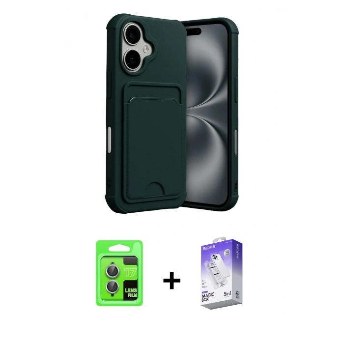 MARSİLYAN™- iPhone 17 Kılıf Vadi Çizgi Prime - Siyah Bilvis 5in1 3D Magic Cam Ekran Koruyucu + Raze Metal Kamera Lens - AKMI
