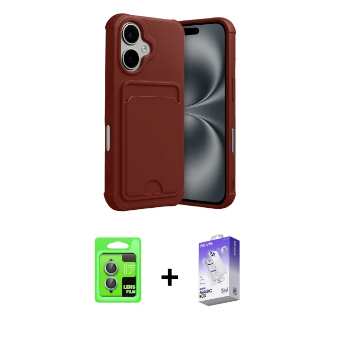 MARSİLYAN™- iPhone 17 Kılıf Vadi Çizgi Prime - Siyah Bilvis 5in1 3D Magic Cam Ekran Koruyucu + Raze Metal Kamera Lens - AKMI