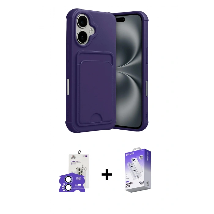 MARSİLYAN™- iPhone 17 Kılıf Vadi Çizgi Prime - Siyah Bilvis 5in1 3D Magic Cam Ekran Koruyucu + Bilvis Titan Kamera Lens - AKMI