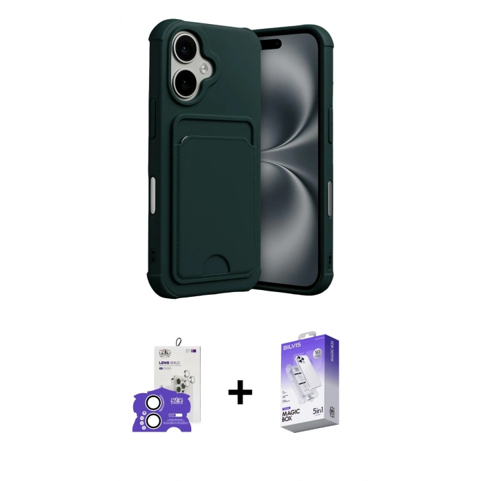 MARSİLYAN™- iPhone 17 Kılıf Vadi Çizgi Prime - Siyah Bilvis 5in1 3D Magic Cam Ekran Koruyucu + Bilvis Titan Kamera Lens - GS